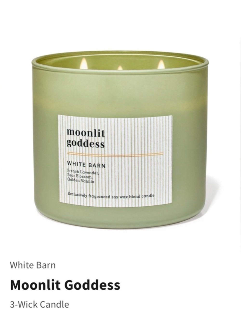 White Barn (B&BW) “Moonlit Goddess” 3-Wick Candle w Decorative Metal Lid | NIB